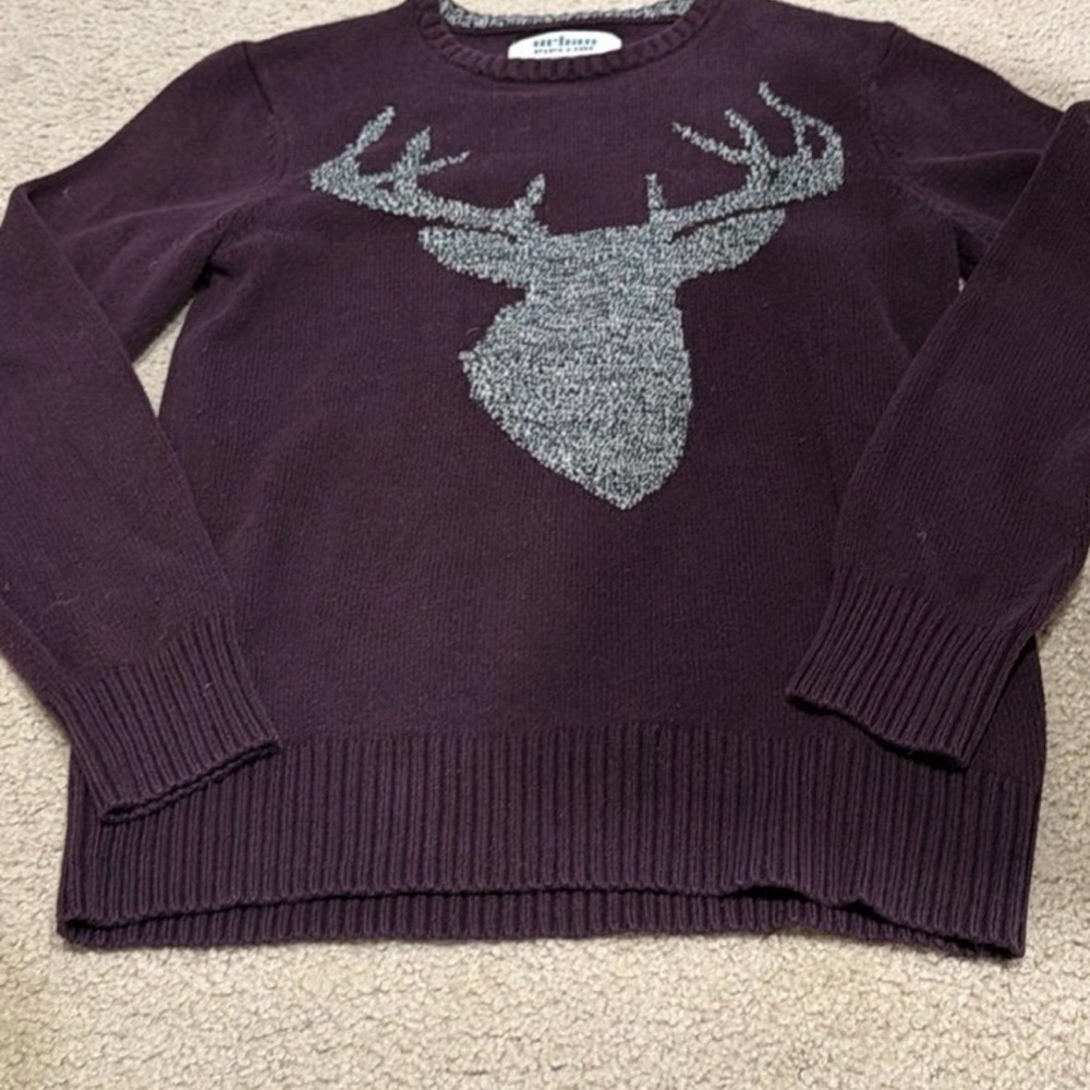 Urban Pipeline Purple Sweater with Gray Deer Design